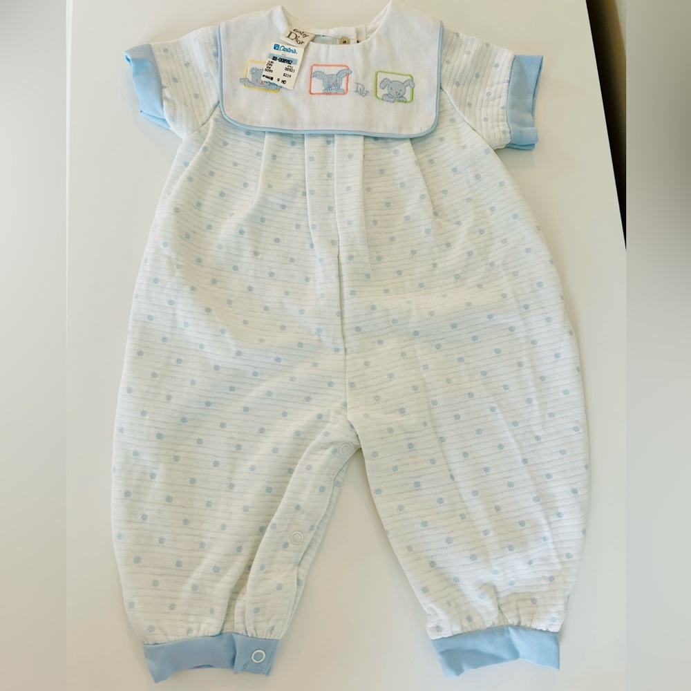 NWT Vintage Baby Dior Boy’s Blue Onsie 9 Months